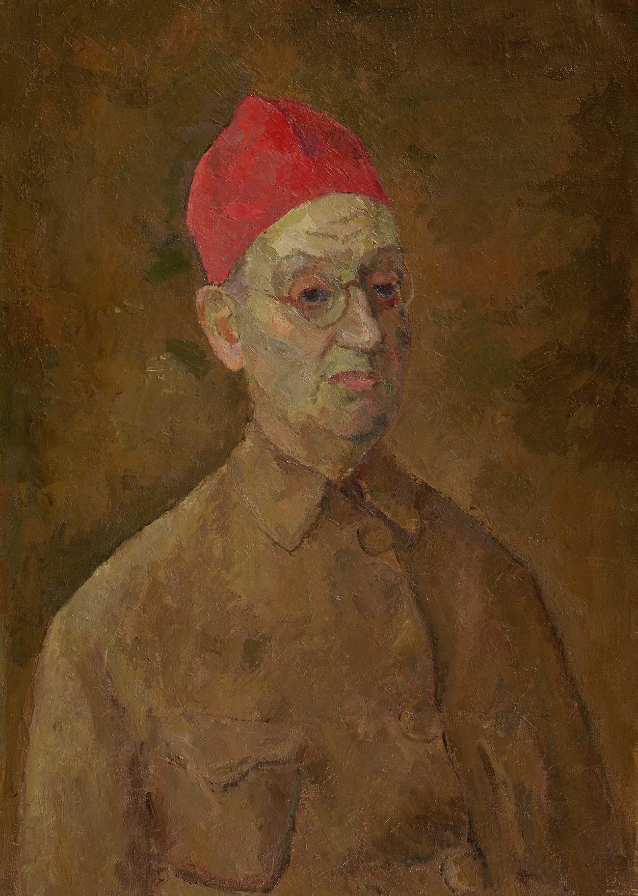 ロベルト・ファリク、赤いトルコ帽をかぶった自画像、1957年