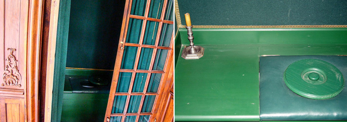 Una toilette nascosta in un armadio (ricostruzione). Palazzo Monplaisire, Peterhof