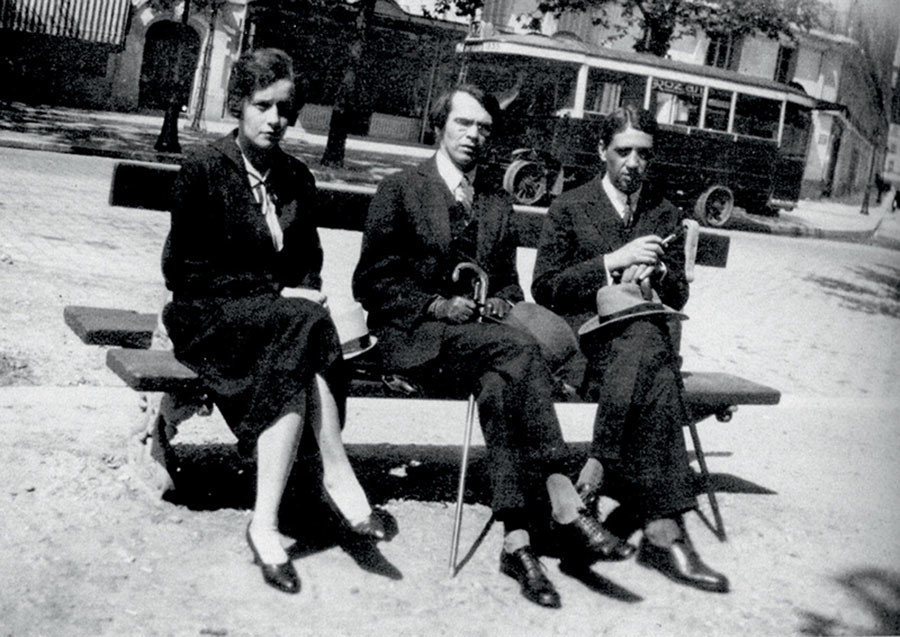 Nina Berberova, Vladislav Khodasevich and poet and translator Yuri Terapiano in Paris.