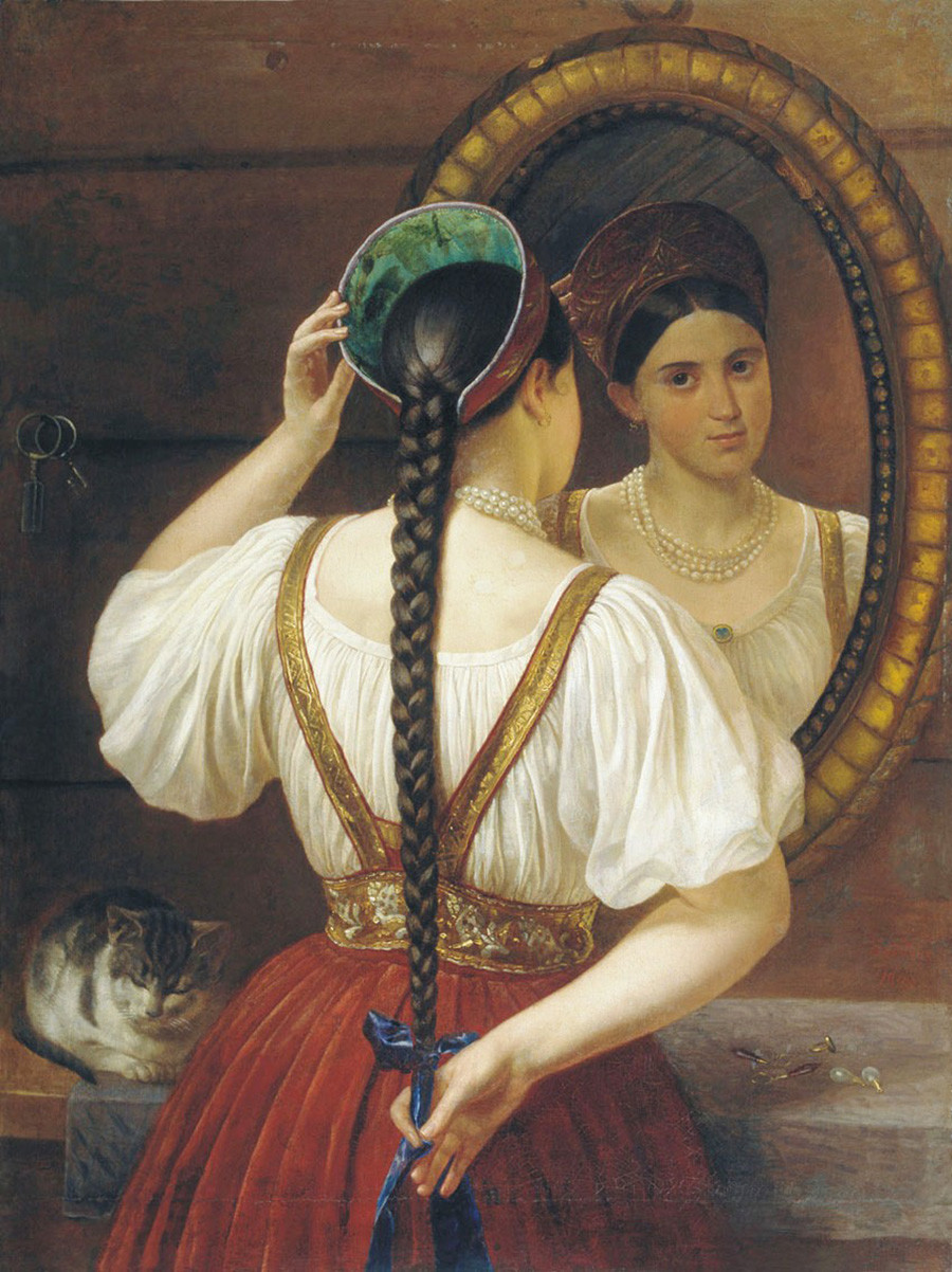 Филипп Будкин. Девушка перед зеркалом. 1848.