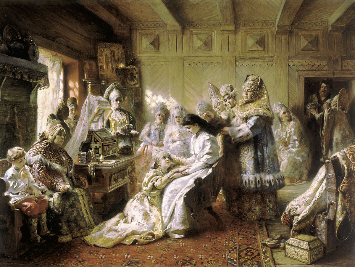 Busana Pengantin Rusia. Konstantin Makovsky.
