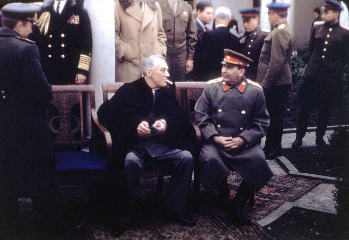Конференција на Јалти (Крим), Рузвелт и Стаљин, фебруар 1945. СССР, Други светски рат. Фотографија војске САД.