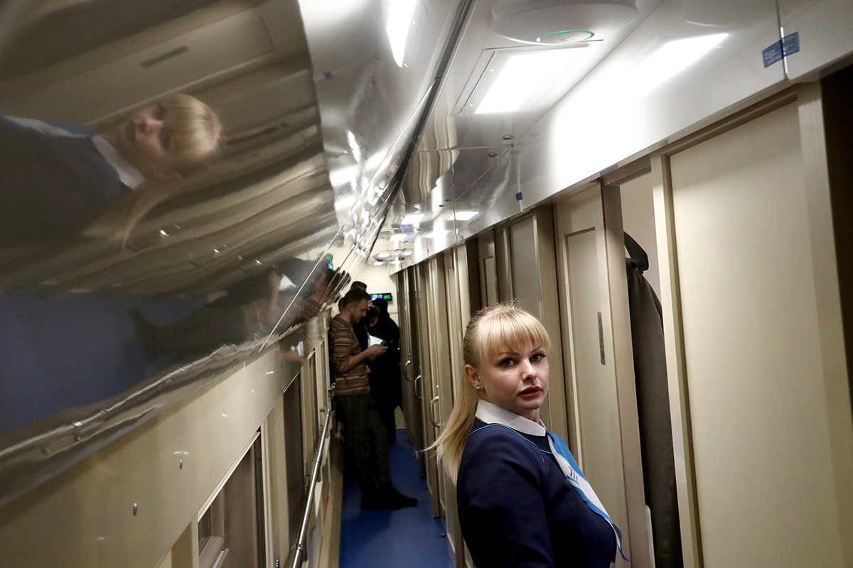Une hôtesse du train Tavria, circulant entre Moscou et Simferopol.