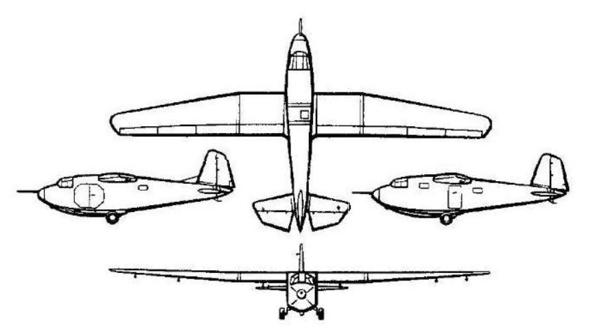 Tehnički crtež jedrilice G-11 
