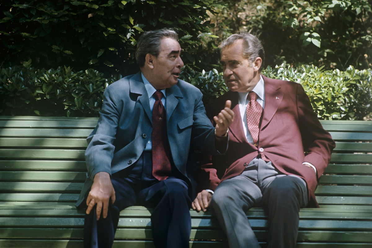 Leonid Brejnev e Richard Nixon em Ialta.