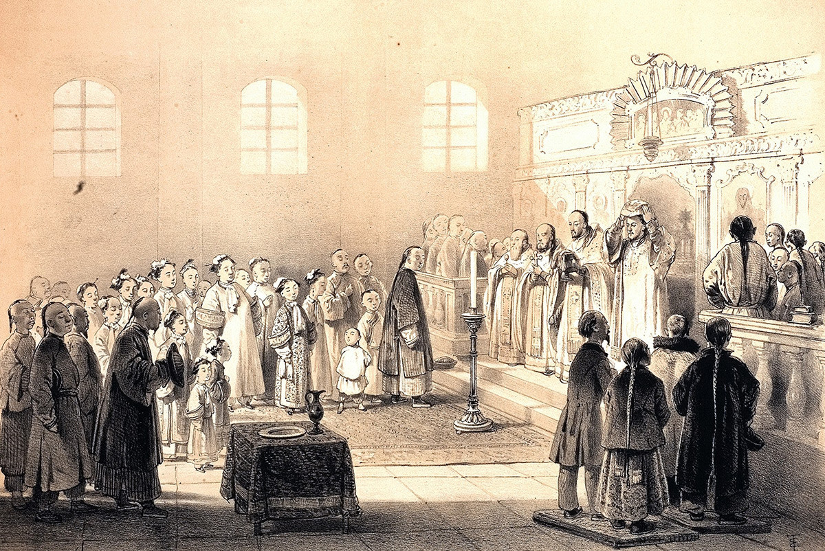 Albazinische Liturgie in Peking im 19. Jahrhundert.