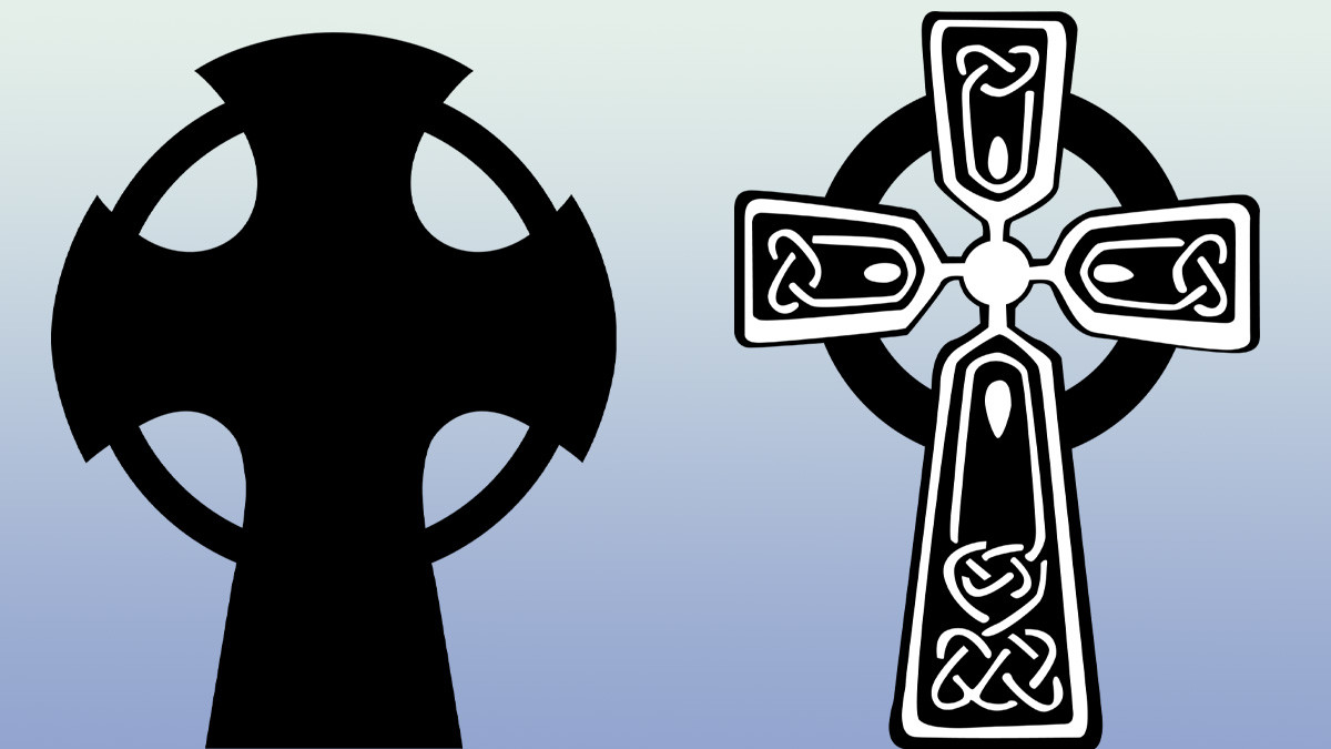 l. - Nowgorod Kreuz, r. - Keltisches Kreuz