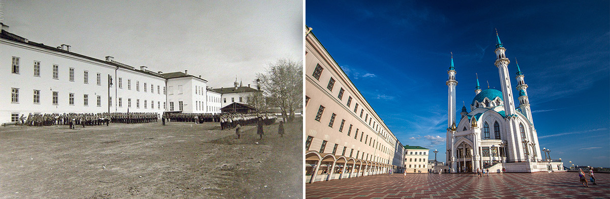 The first photo was taken in 1910-1917. The second one nowadays.