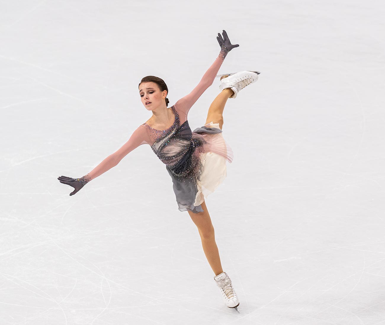 Anna Shcherbakova of Russia competes in Women's Free Skating during the ISU World Figure Skating Championships on March 26, 2021 in Stockholm 