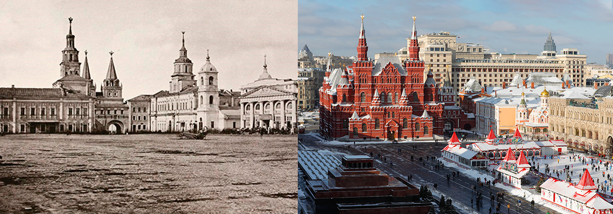 Una foto scattata nel 1872 laddove si trovava la principale farmacia di Mosca. Oggi al suo posto sorge il Museo di Storia