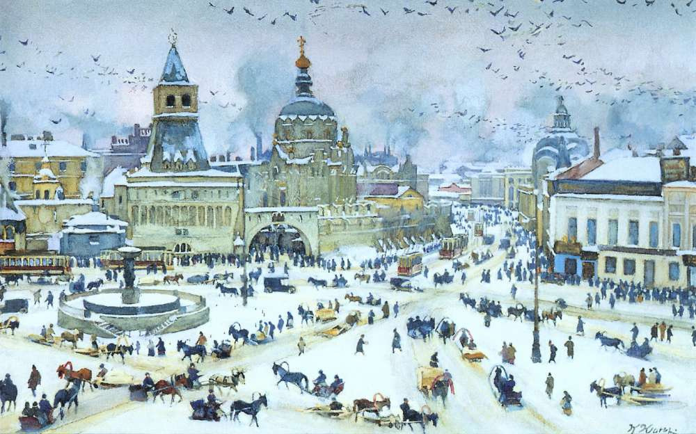 Konstantine Iouon. Place Loubianka en hiver, 1905
