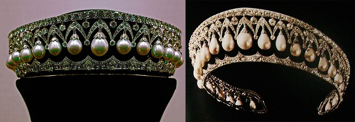 Russian Beauty tiara and pearl tiara.