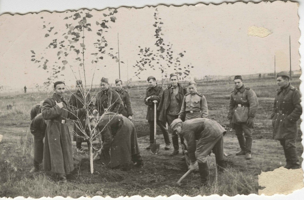 Soldats à un soubbotnik, années 1950

