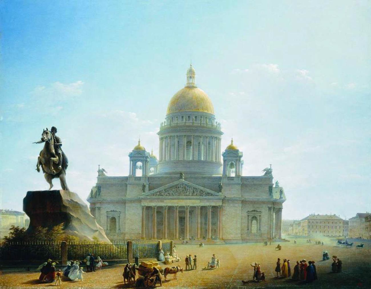 聖イサアク大聖堂とピョートル1世の銅像、1844年