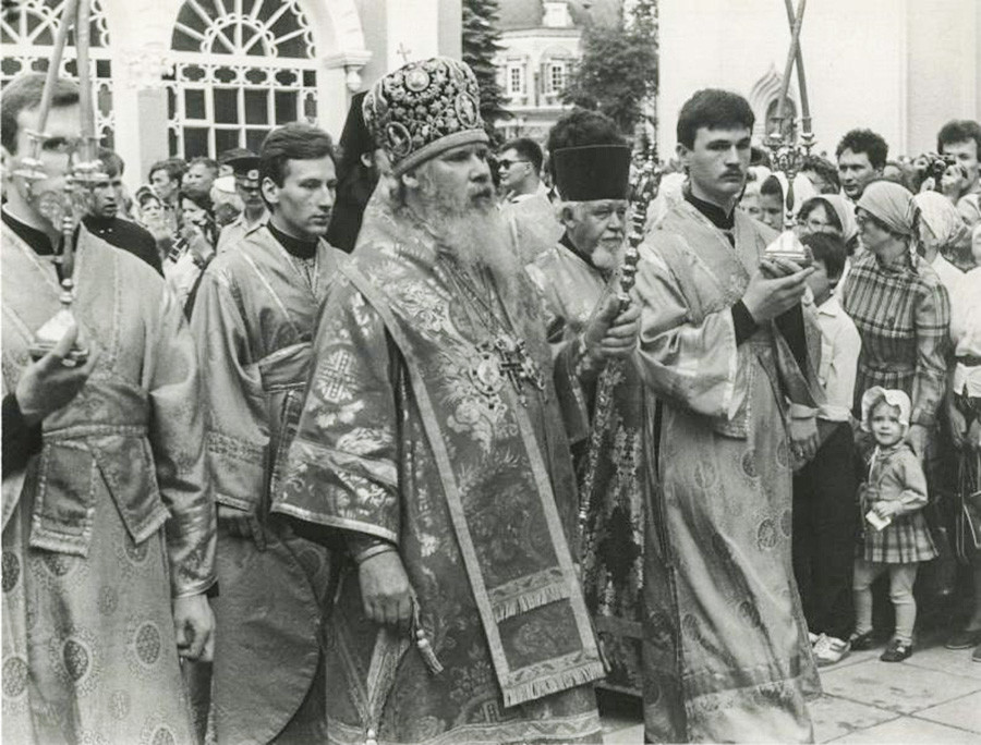 Le patriarche Alexis II de Moscou dans la laure de la Trinité-Saint-Serge (75 km au nord-est de la capitale russe)
