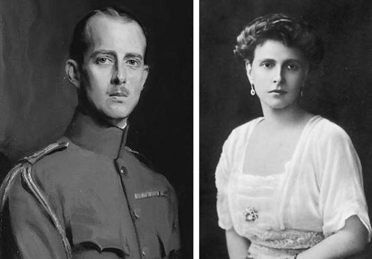 Prinzessin Alice von Battenberg (v.r) und Prinz Andreas von Griechenland (v.l).