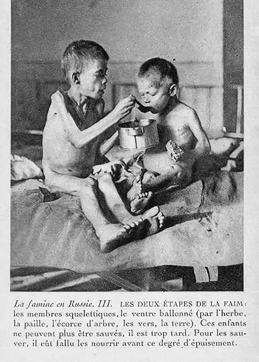 Hungernde Kinder während einer Hungersnot in Sowjetrußland. Ein Foto von Nansen.