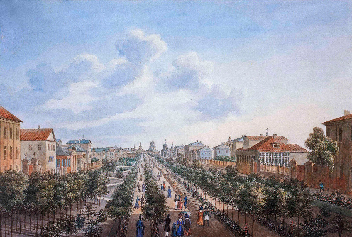 Boulevard Tverskoi, em Moscou, início do século 19