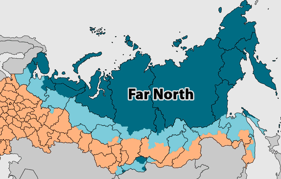 Map of the Extreme North territories.
