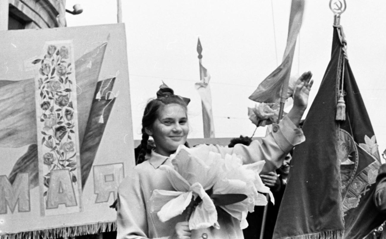 Lors de la manifestation du 1er mai à Moscou, 1952
