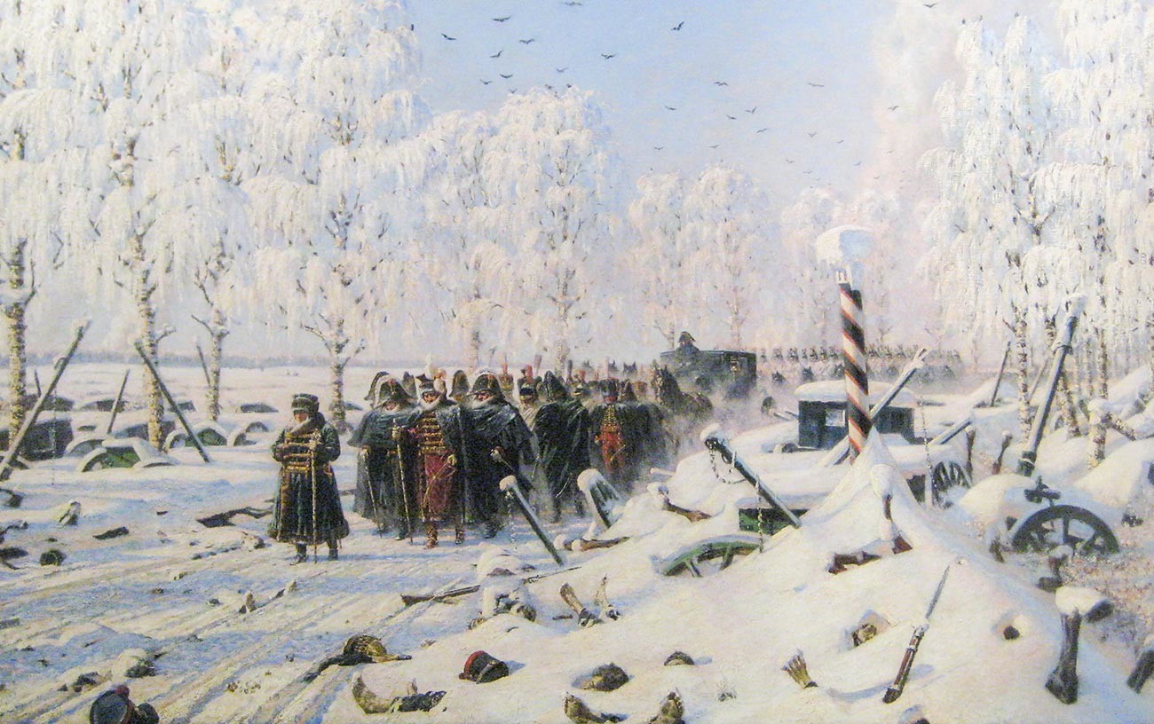 «На большой дороге. Отступление, бегство…». Картина из цикла «Наполеон в России».