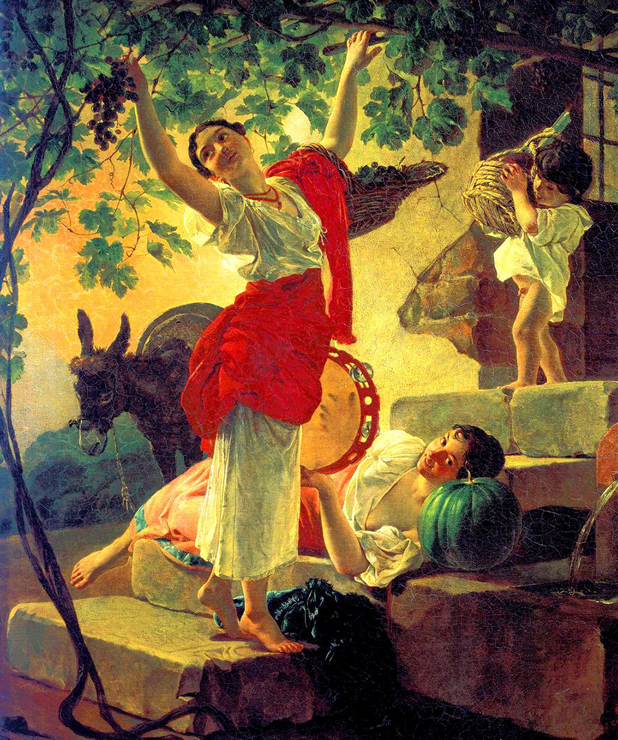 ナポリの田舎でブドウを摘む少女、1827年