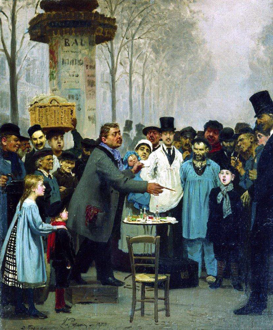 パリでニュースを売る男、1873年