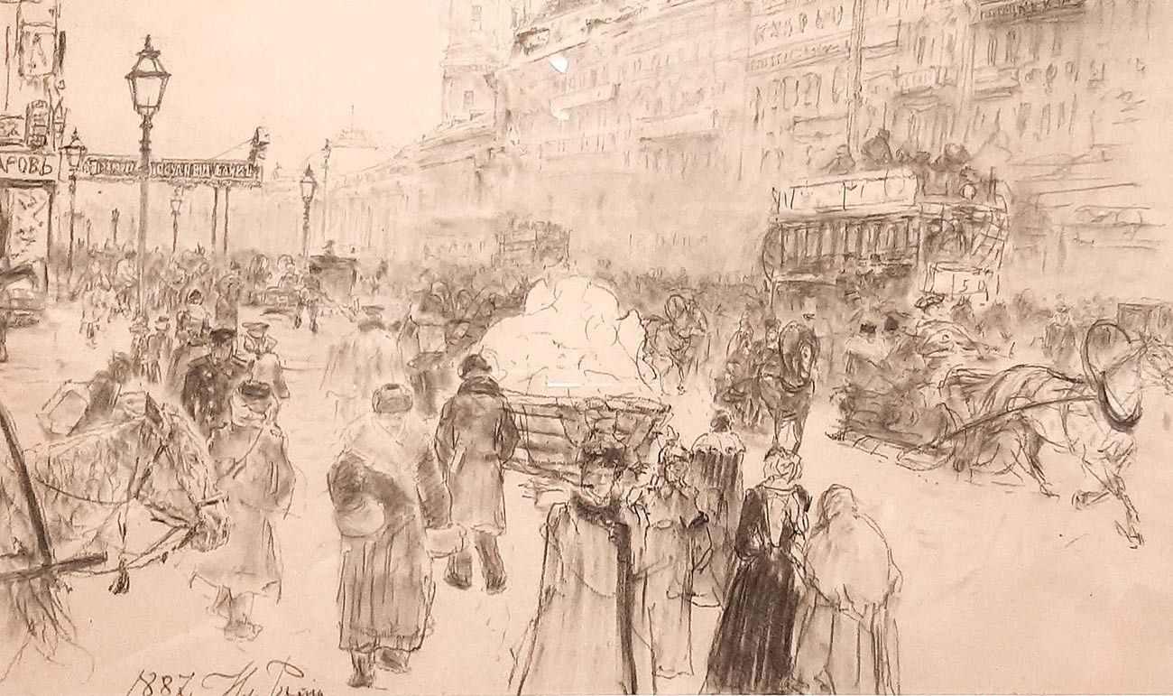 Ilia Répine. Perspective Nevski [Saint-Pétersbourg]. 1887