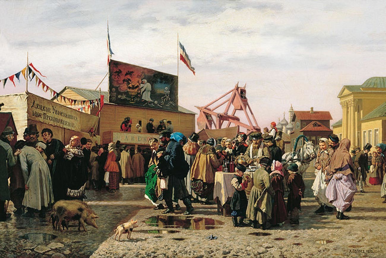 Andreï Popov. Saltimbanques à Toula durant la semaine sainte. 1873