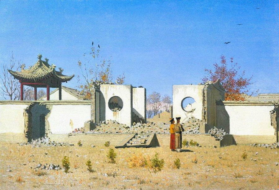 Ruines d’un sanctuaire chinois. Ak-Kent, 1870
