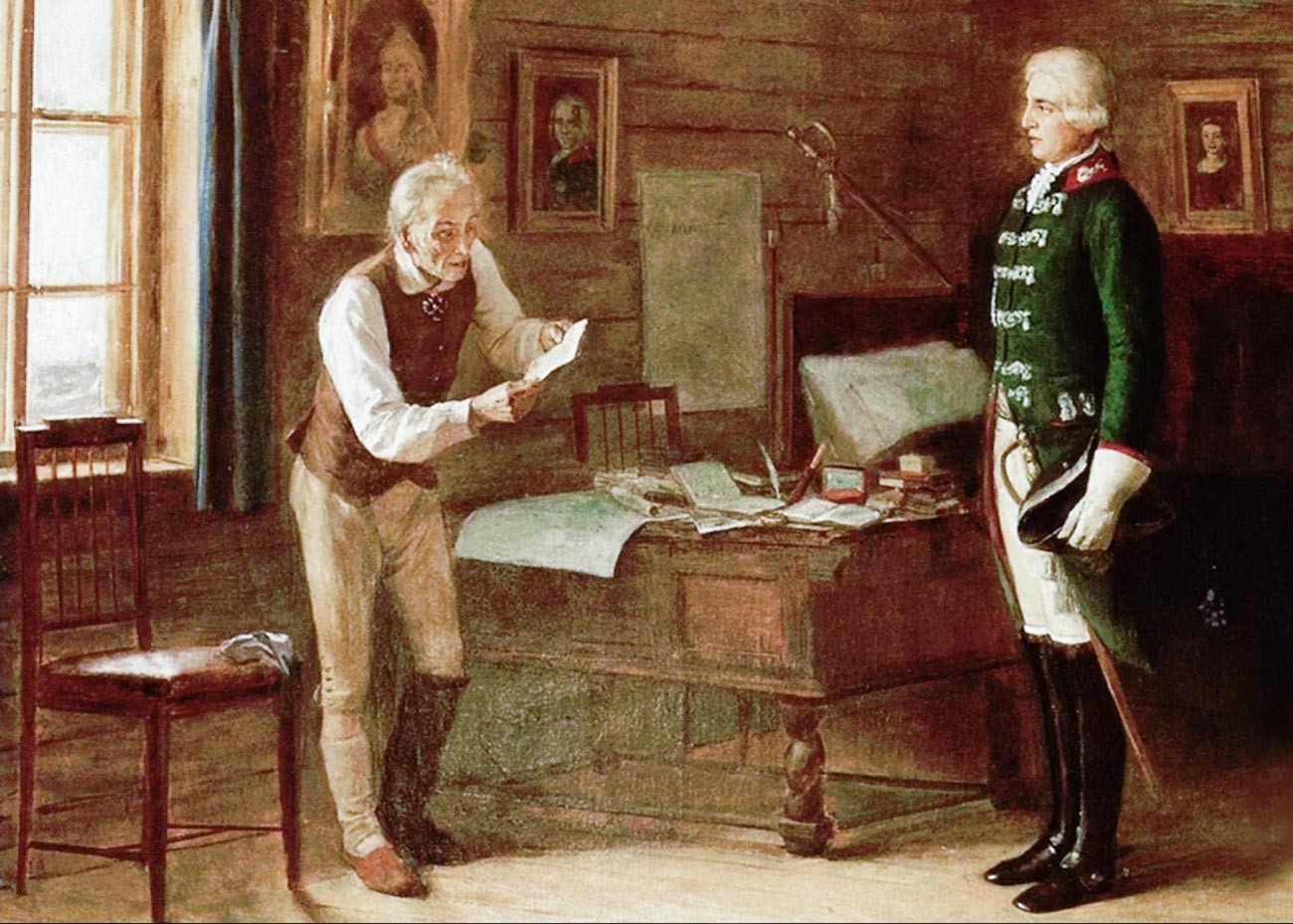 An exiled Suvorov receiving orders to lead the Russian Army against Napoleon