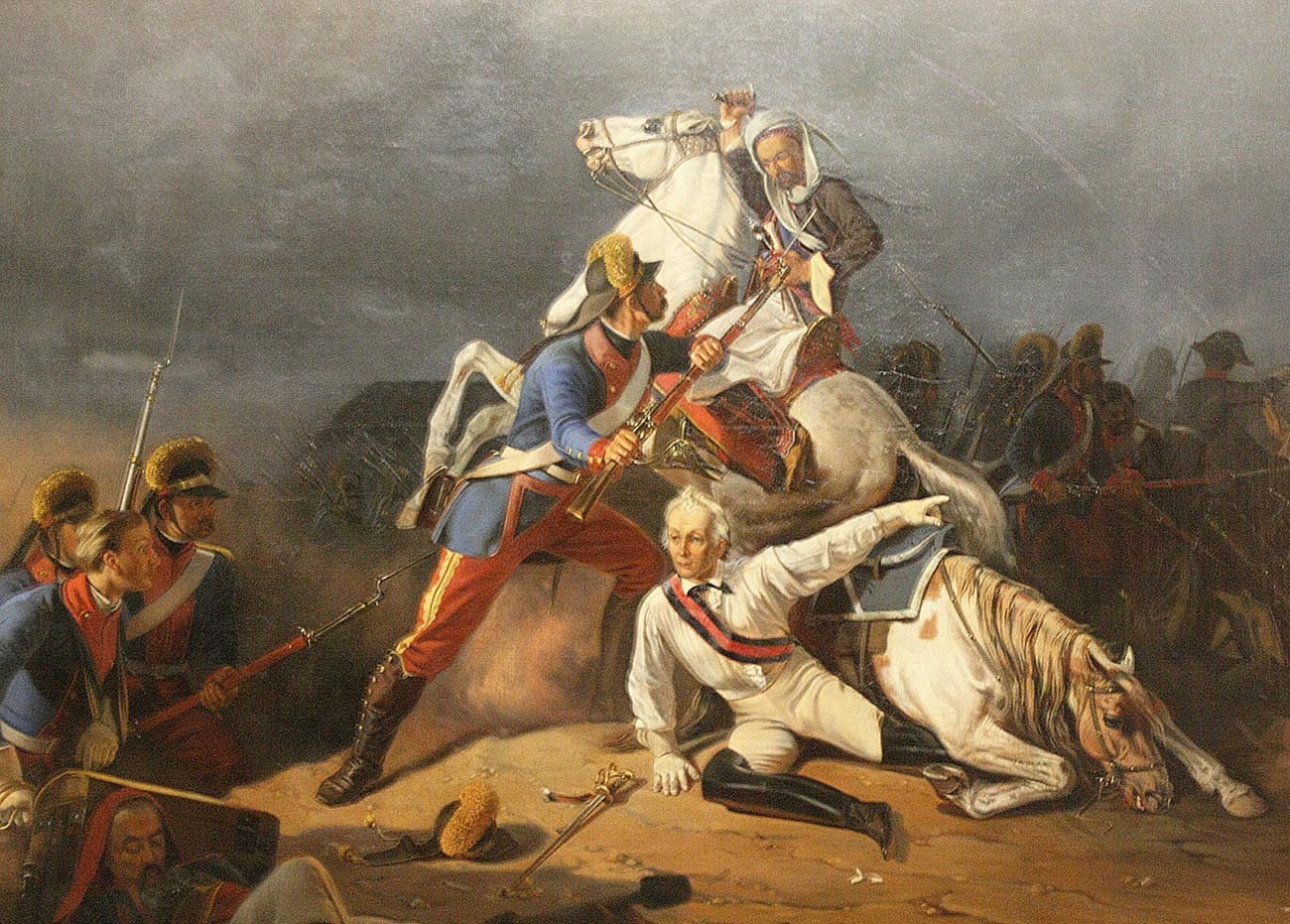 Спасение генерал-аншефа А.В. Суворова гренадером Новиковым в сражении при Кинбурне 1 октября 1787 года.
