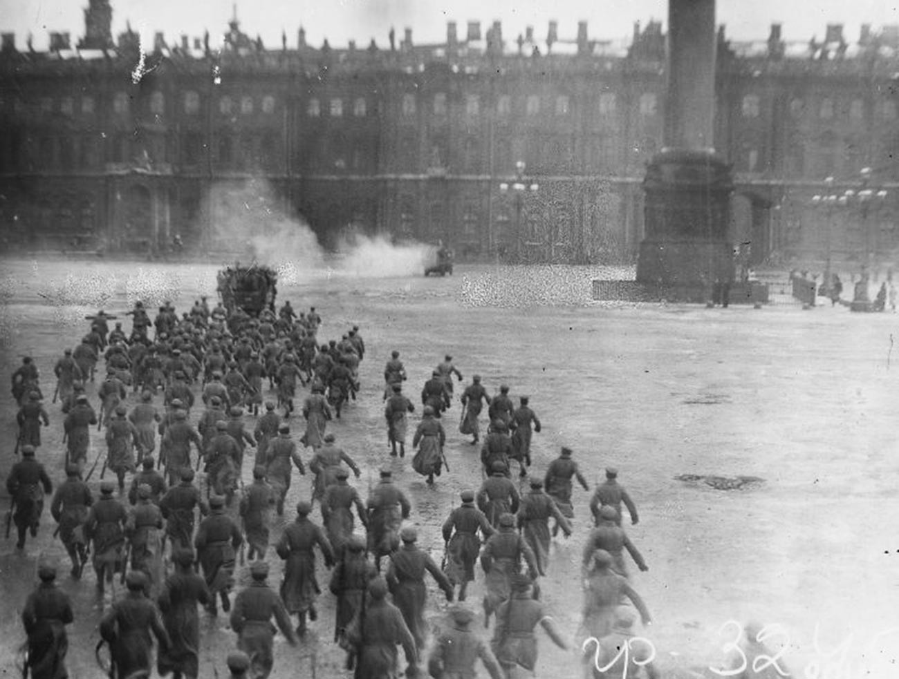 The Storming of the Winter Palace. A still from the movie 'October: Ten Days That Shook the World' by Sergei Eisenstein 