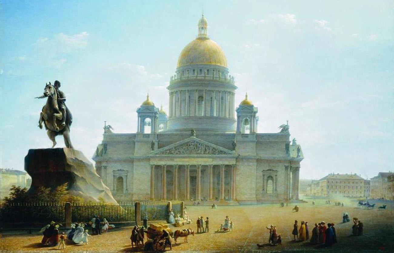 Maksim Vorobiev. La Cattedrale di Sant'Isacco e il monumento a Pietro il Grande, 1844
