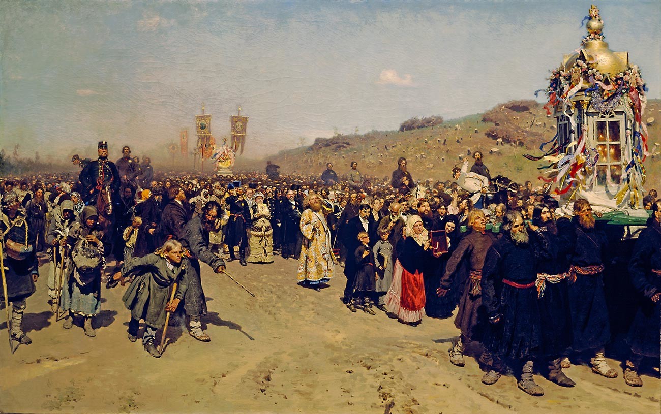 Religiöse Prozession in der Provinz Kursk von Ilja Repin 
