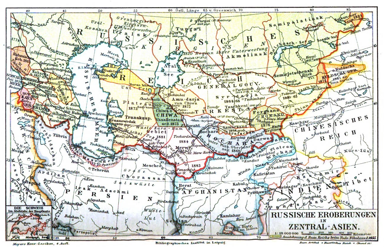 Una mappa geografica del 1885