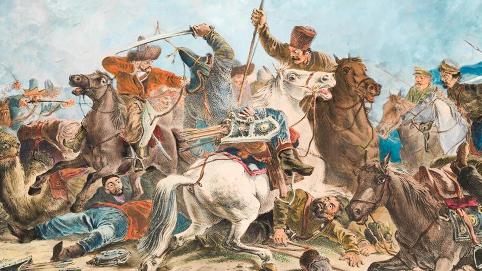 Cossacos enfrentam quirguizes.

