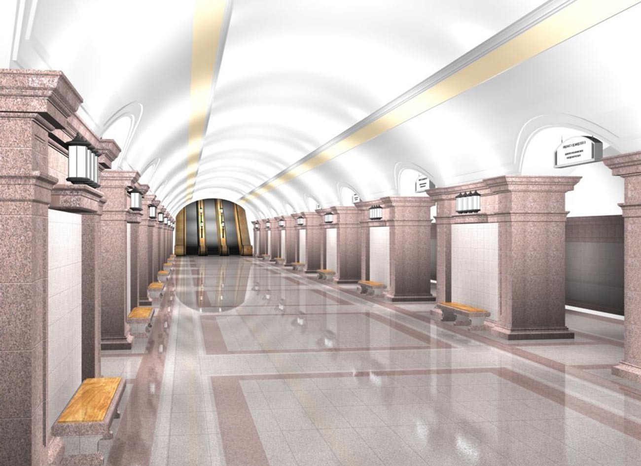So könnte eine Station in der Metro Tscheljabinsk aussehen.