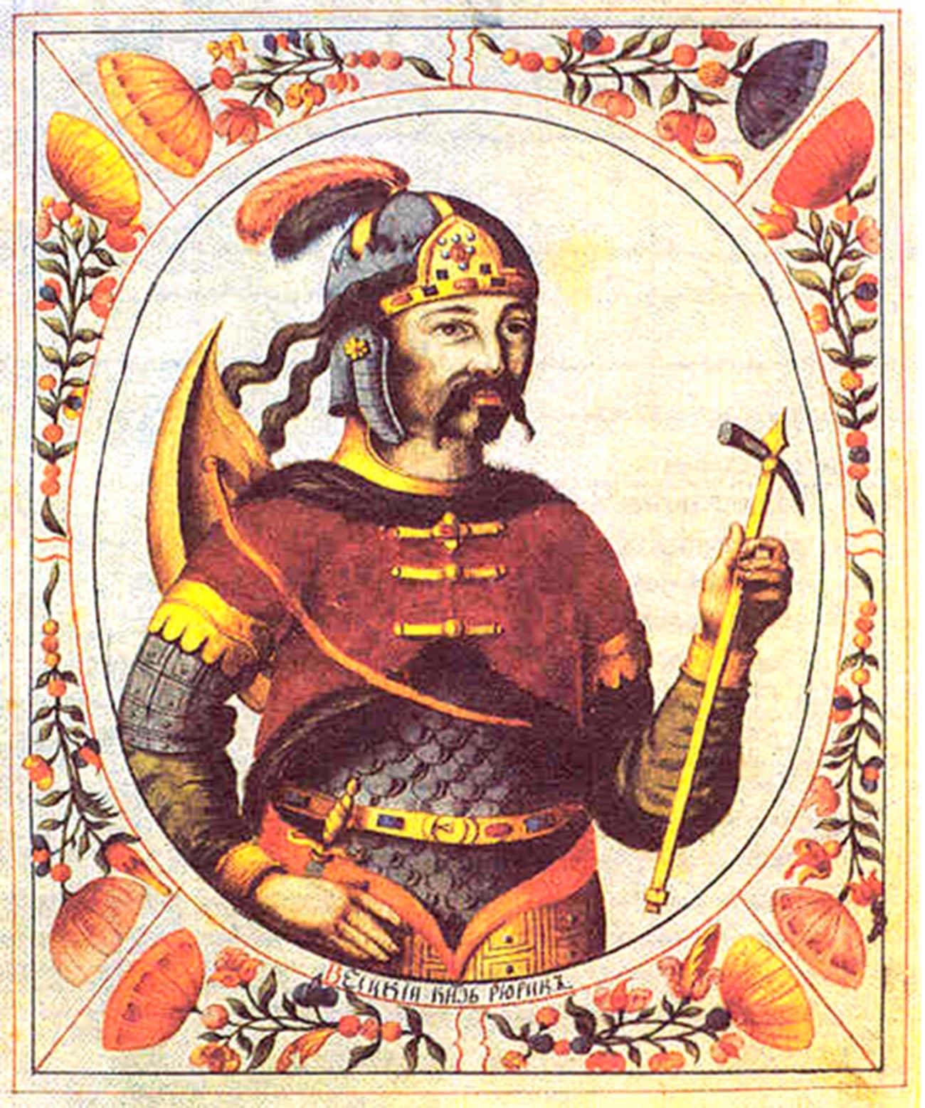 Rurik, Miniatur aus dem „Titularbuch der Zaren“, XVII Jahrhundert.