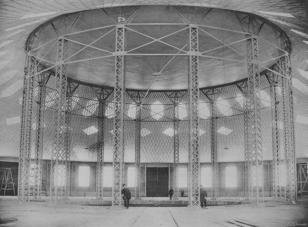 Prva jeklena prekrivna membrana na svetu. Rotunda V. G. Šuhova, Nižnji Novgorod, 1896 