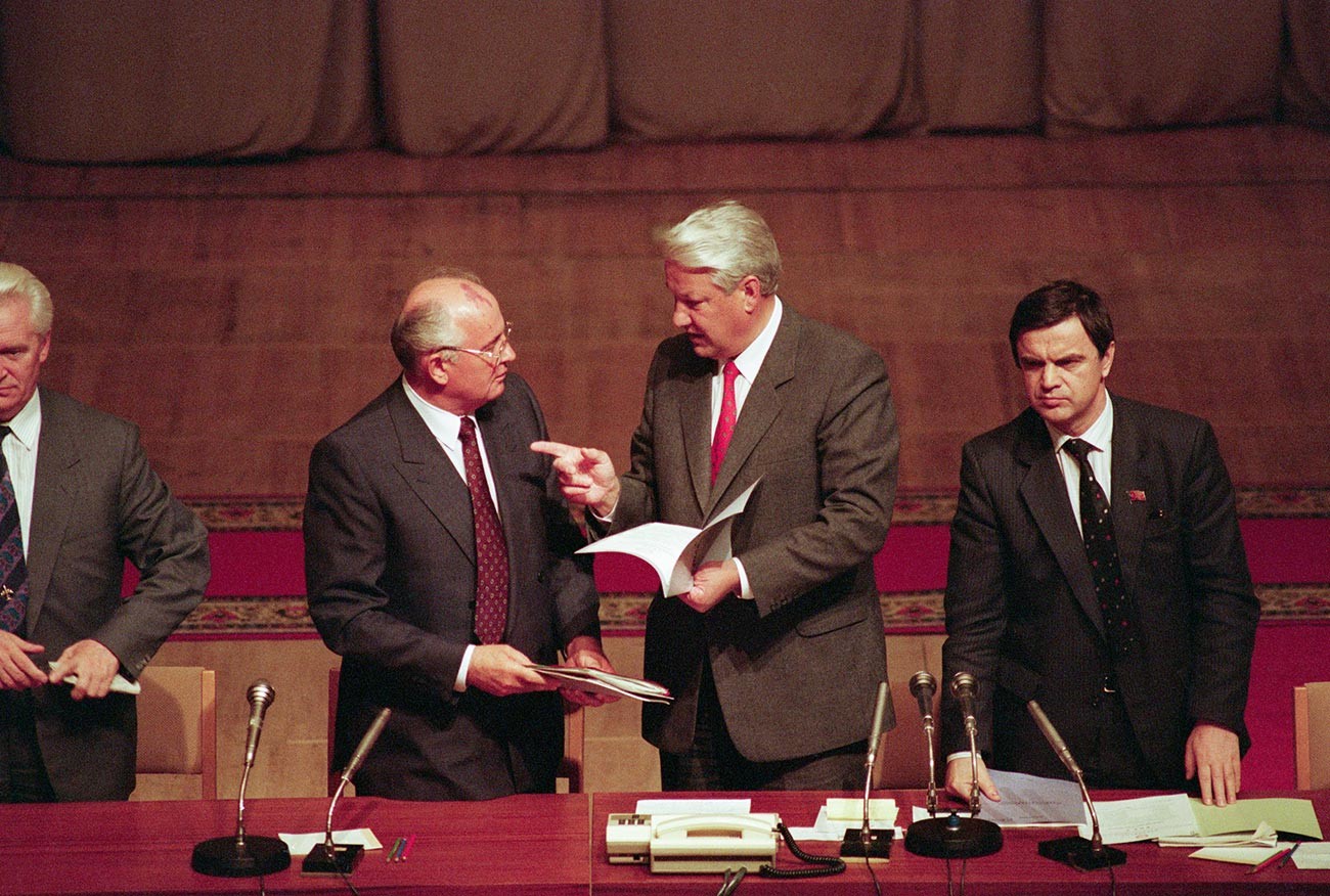 Mikhaïl Gorbatchev et Boris Eltsine