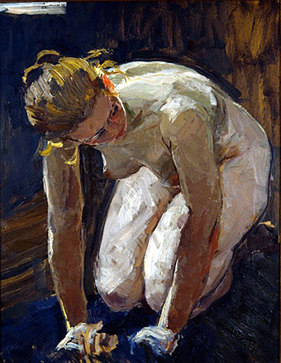Vladimir Stojarov. Femme lavant le linge. Étude. 1960
