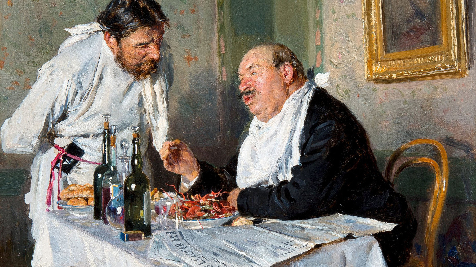 Lukisan berujudul 'Di Kantin' karya Vladimir Makovsky, 1887.