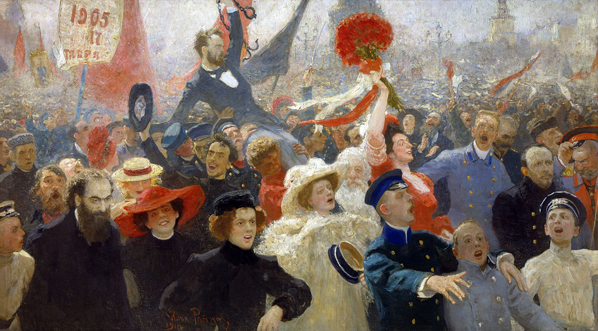 “Demonstrasi pada 17 Oktober 1905” oleh Ilya Repin, dari tahun 1907 hingga 1911