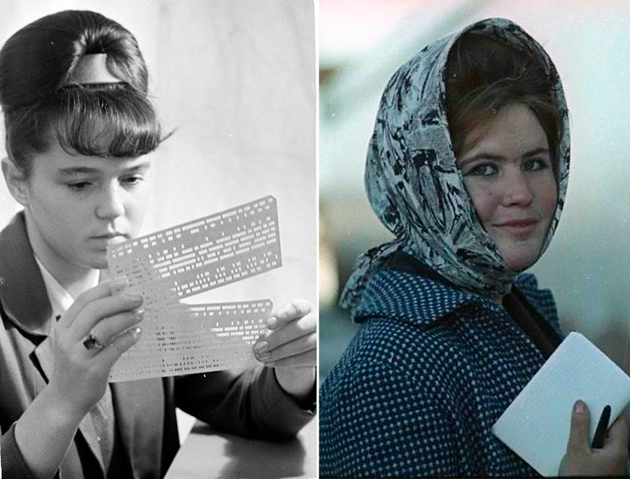 Kiri: Operator “mainframe”, 1960. Kanan: Seorang perempuan di Arkhangelsk, Rusia Utara, 1965.