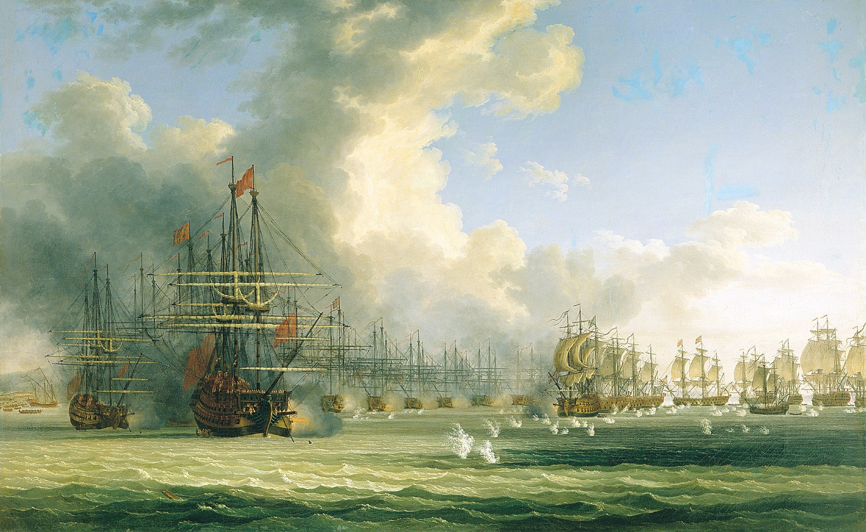 Начало боя в Хиосском проливе 24 июня 1770 года.