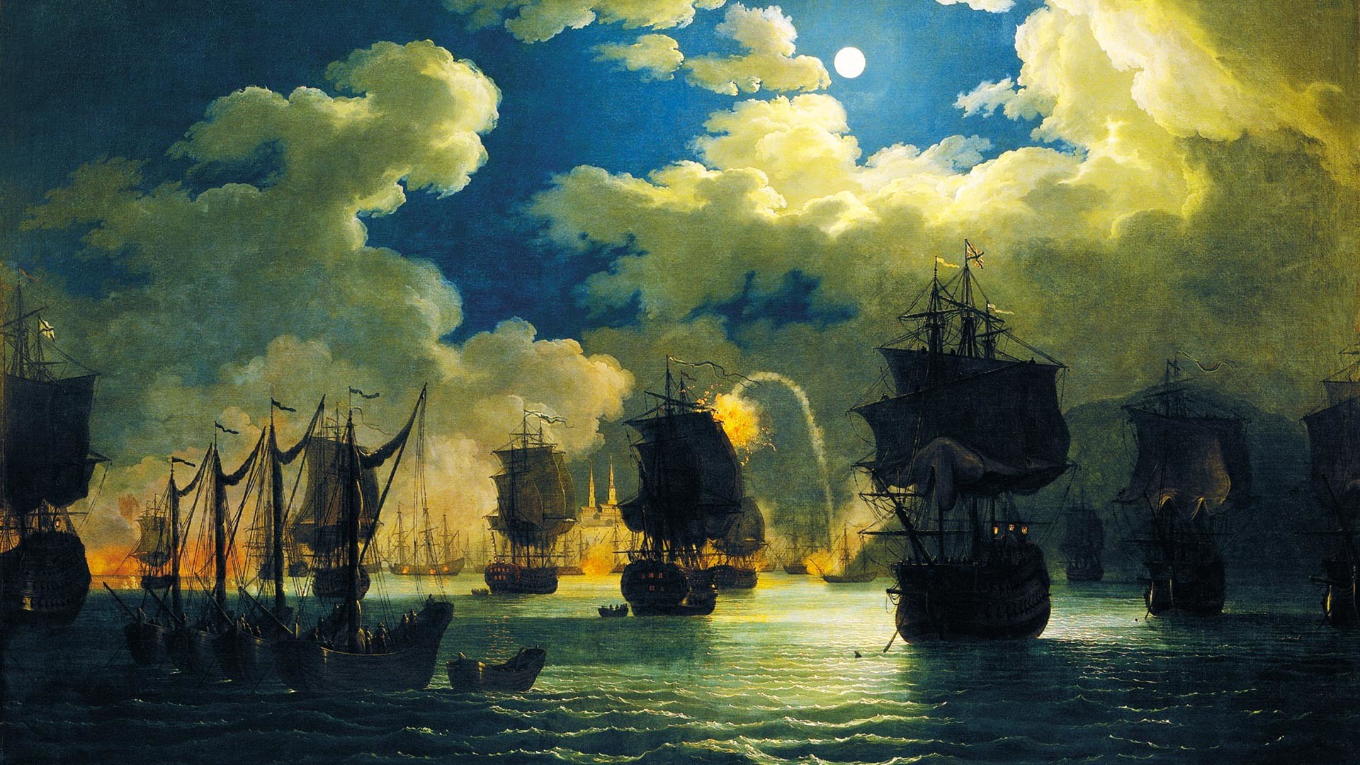 The Beginning of the Battle of Chesme on the Night of July 7, 1770.