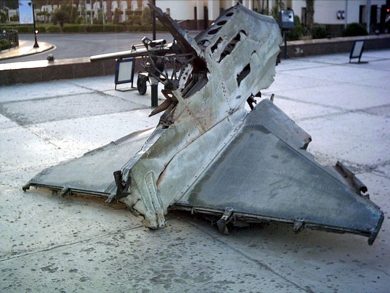 Restos de um A-4 Skyhawk da Força Aérea israelense abatido na guerra de outubro entre Israel e o Egito.. Não se sabe, porém, se esta aeronave foi abatida pelo míssil soviético ou por caças da Força Aérea egípcia