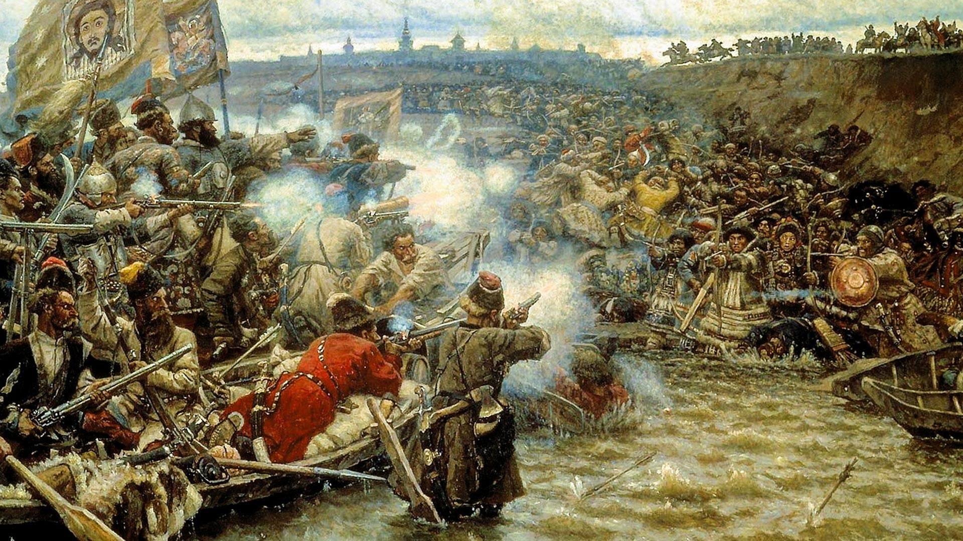 A conquista da Sibéria por Ermak Timofeievich.