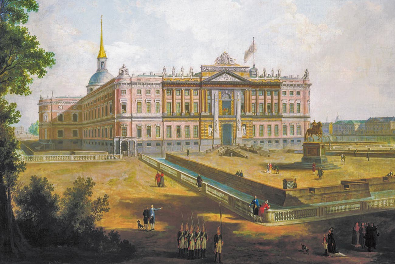 Поглед на Михајловски дворац и Трг конетабла у Петербургу.